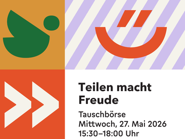 Plakat des Ehrentags mit buntem geometrischem Design in Blau, Orange, Rot und Lila. Oben das Ehrentag-Logo mit Kreisen um einen Ring. Darunter verschiedene Symbole: grünes Blatt, rotes Smiley und weiße Pfeile. Text: „Der Ehrentag – Für dich. Für uns. Für alle. Teilen macht Freude. Tauschbörse Mittwoch, 27. Mai 2026, 15:30–18:00 Uhr. Veranstalter: Fröbel-Kindergarten, Vinzenzstraße 17, 30559 Hannover." Fröbel-Logo unten rechts.